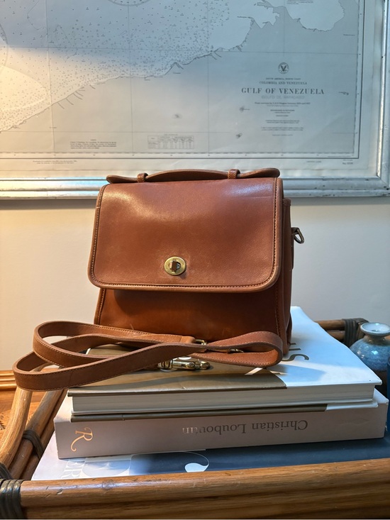 Coach Handbags - Vintage Coach Brown Leather Top-Handle Crossbody with Gold Hardware